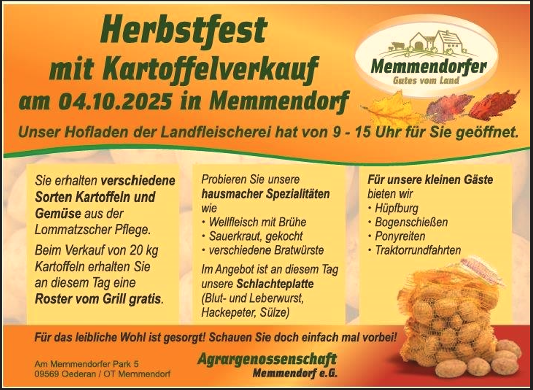 Herbstfest mit Kartoffelverkauf