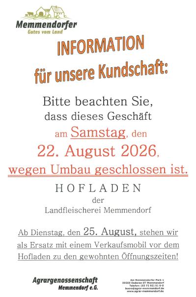 Wir bauen den Hofladen Memmendorf um!