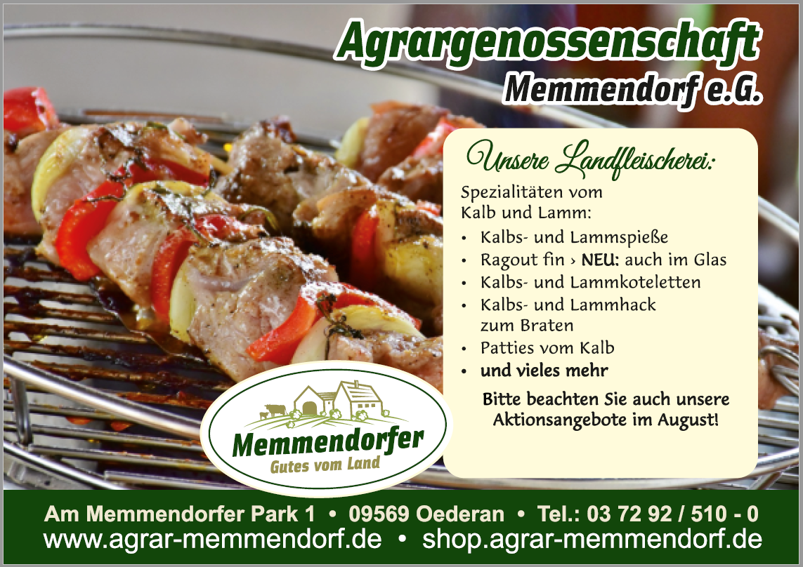 Kalb- und Lammfleischwochen vom 6. bis 31. August Kalb- und Lammfleischwochen vom 6. bis 31. August