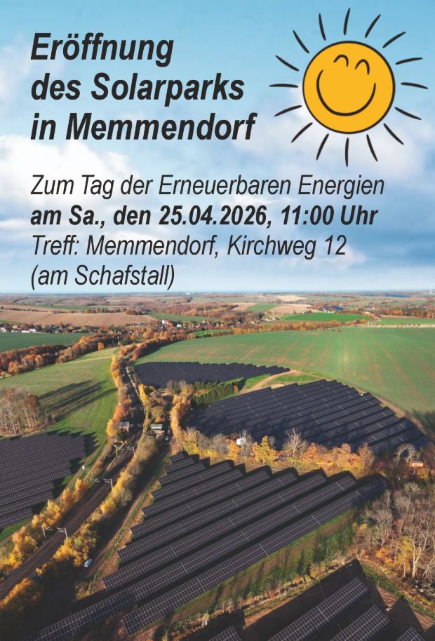 Einladung für Samstag, den 25. April 2026, Eröffnung Solarpark