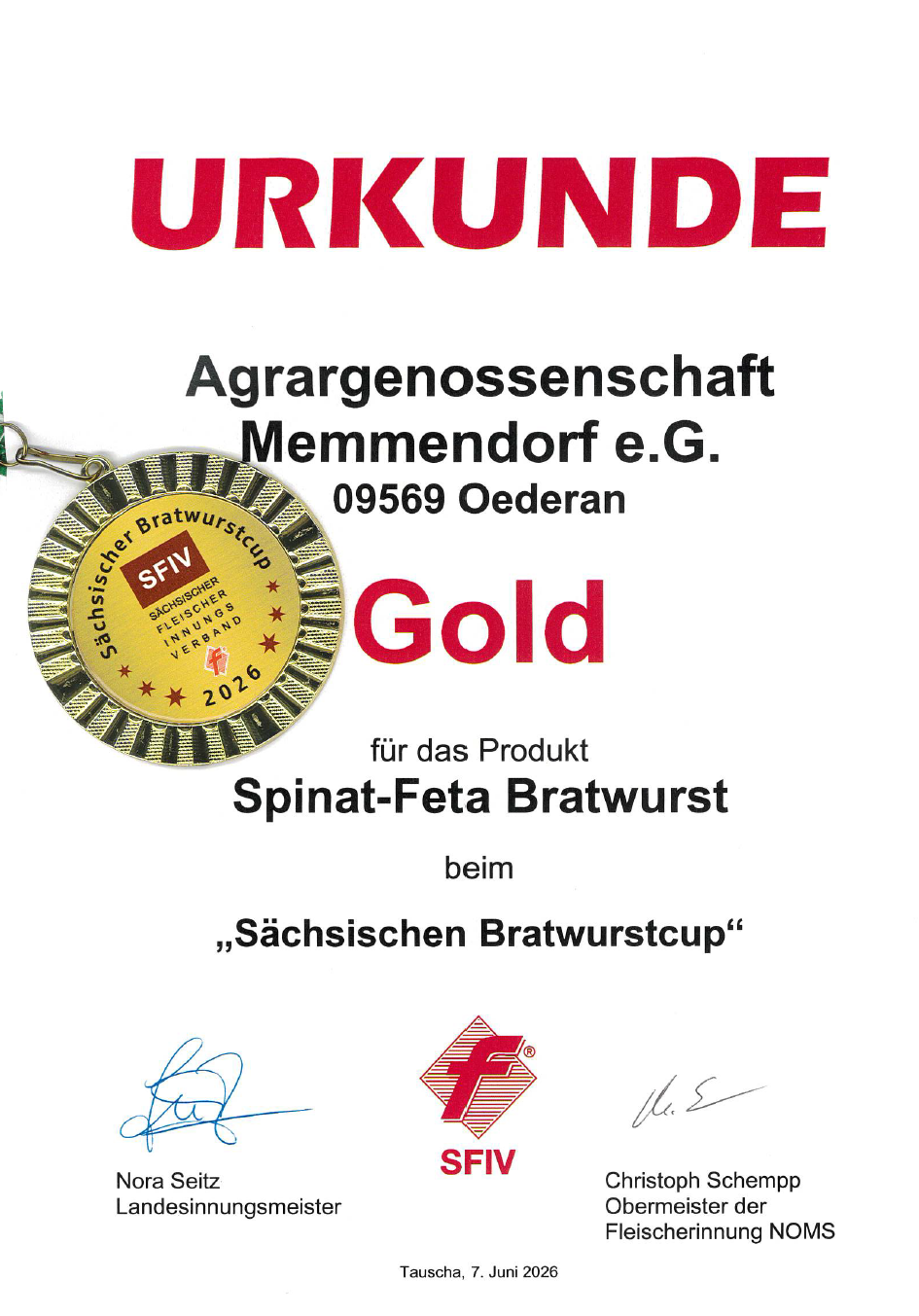 Prämierung unserer Bratwurst